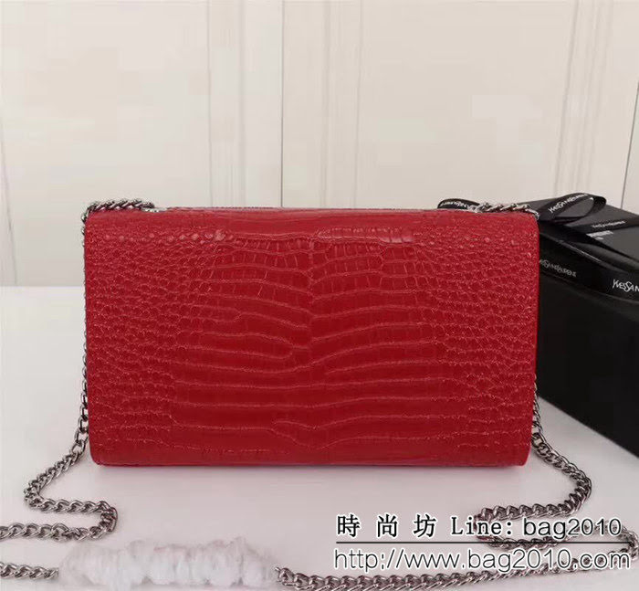 YSL聖羅蘭 鱷魚紋牛皮 時尚鏈條流蘇包 可單肩斜挎 26700 YAS1240